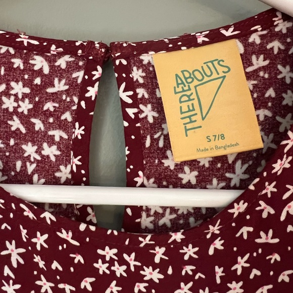 Thereabouts Girls Round Neck Maroon Floral Long Sleeve Blouse - size (S 7/8) - Picture 10 of 10